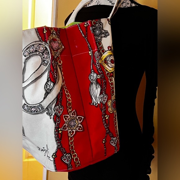 Brighton all that glitter  multicolor canvas tote bag 
14.5" h x 15.5" w x 8" d - Picture 10 of 13